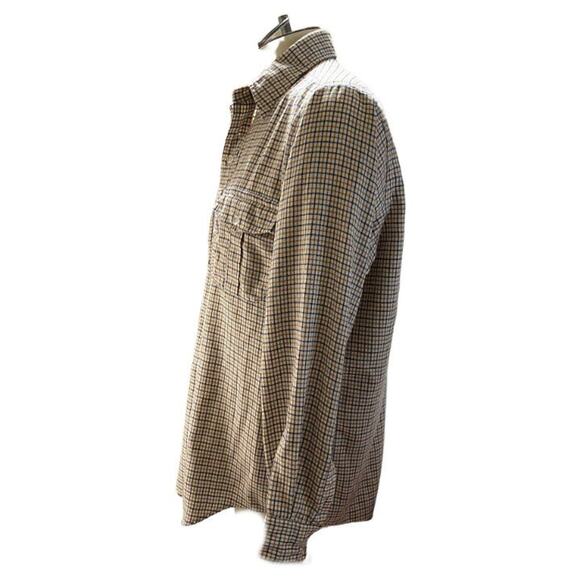 L.L.Bean Gold and Blue Checked Long Sleeve Button Down Shirt Size Large - Picture 2 of 3